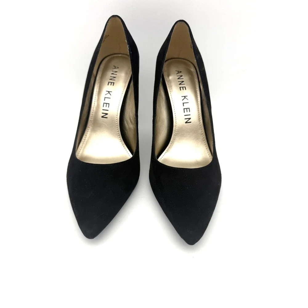 Anne Klein AK Flex Aktonia Black Suede Pointed Toe Pumps Heels 9.5 M Like New